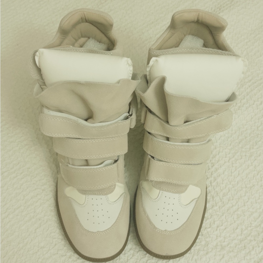 Isabel Marant Beige and White Wedges Sneakers